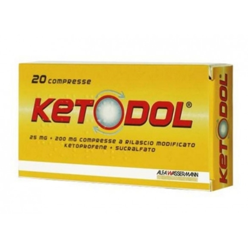 ketodol antinfiammatorio rilascio modificato 20 compresse 25 mg + 200 mg