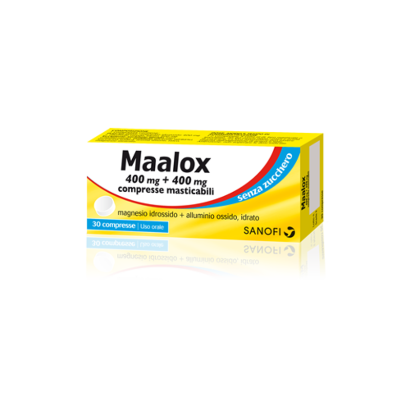 maalox 400 mg+ 400 mg compresse masticabili senza zucchero aroma limone 30 compresse
