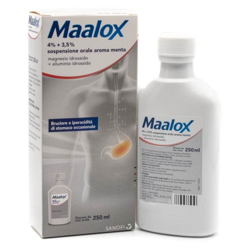 maalox 4% + 3,5% sospensione orale aroma menta flacone in pet da 250 ml