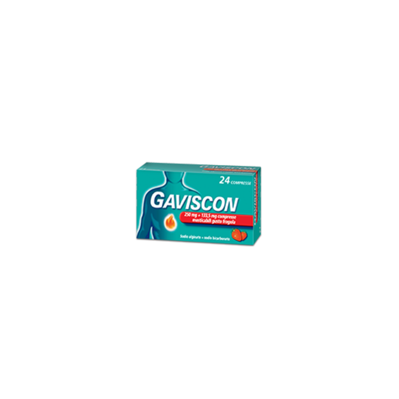 gaviscon 250 mg + 133,5 mg compressa masticabile gusto fragola 24 compresse in blister