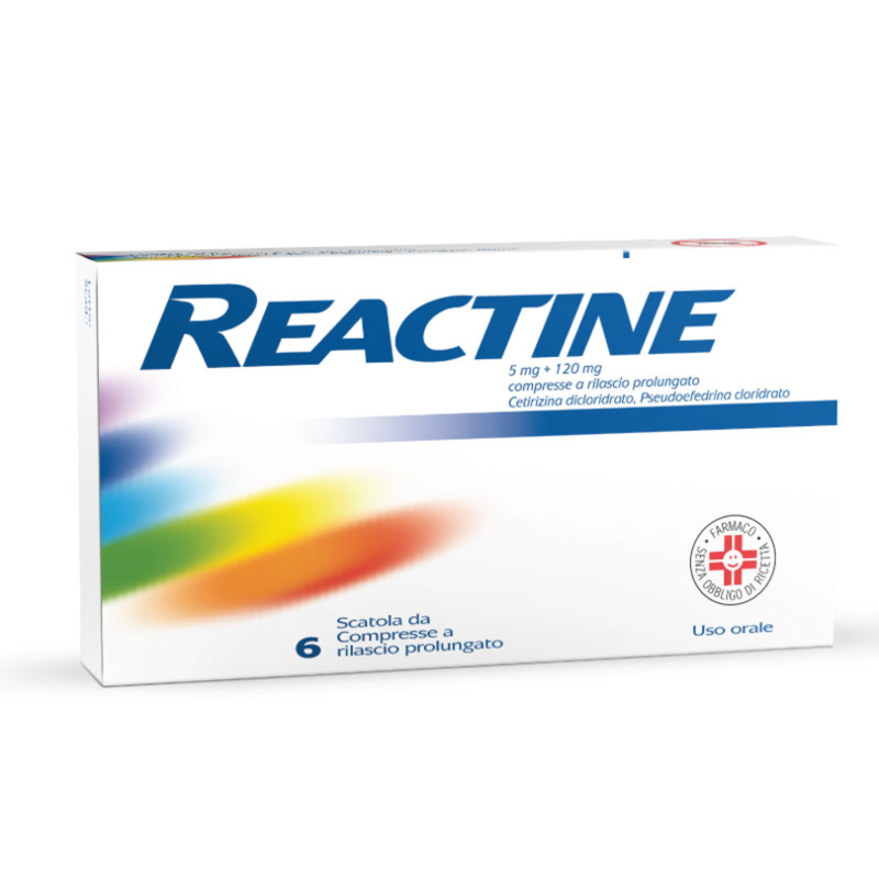 reactine 5 mg + 120 mg compresse a rilascio prolungato, 6 compresse in blister pvc-aclar-al