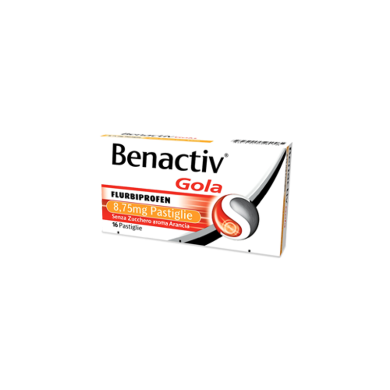 benactiv gola 8,75 mg pastiglie senza zucchero gusto arancia 16 pastiglie