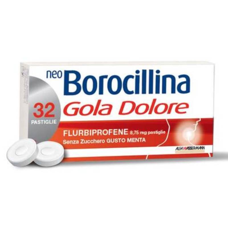 neoborocillina gola dolore 8,75 mg pastiglie senza zucchero gusto menta 32 pastiglie