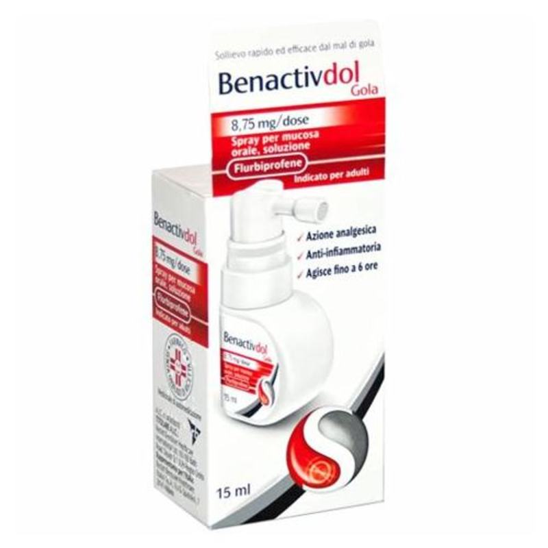 benactivdol gola 8,75 mg/dose spray per mucosa orale, soluzione, 15ml in flacone hdpe