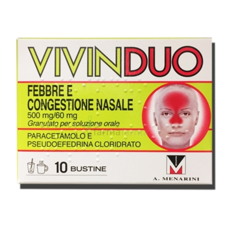 vivin duo febbre 500 mg/60 mg granulato per soluzione orale 10 bustine carta/pe/al/surlyn