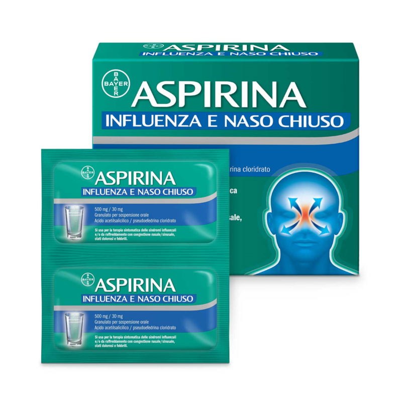 aspirina 500 mg/30 mg granulato per soluzione orale 10 bustine in pap/al/pe
