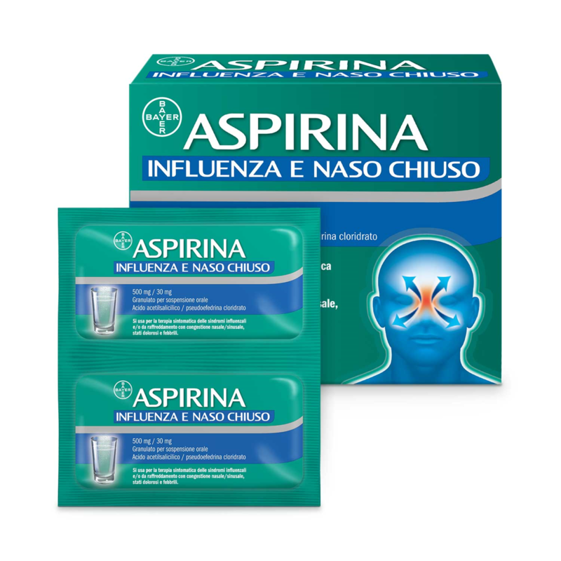 aspirina 500 mg/30 mg granulato per soluzione orale 20 bustine in pap/al/pe