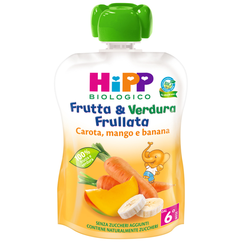 hipp bio frutta&verdura frullata carota/mango/banana 90 gr