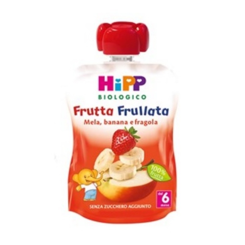 hipp bio frutta frullata mela/banana/fragola 90 gr