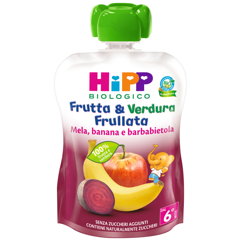 hipp bio frutta&verdura frullata mela/banana/barbabietola 90 gr