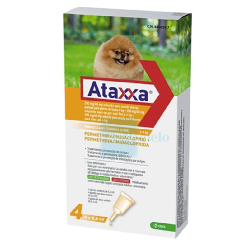 ataxxa 200 mg/40 mg soluzione spot-on per cani fino a 4 kg