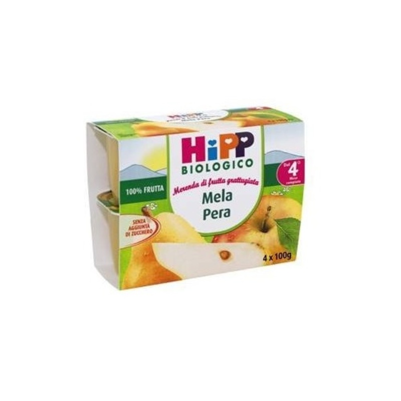 hipp bio frutta grattuggiata mela/pera 4x100 gr