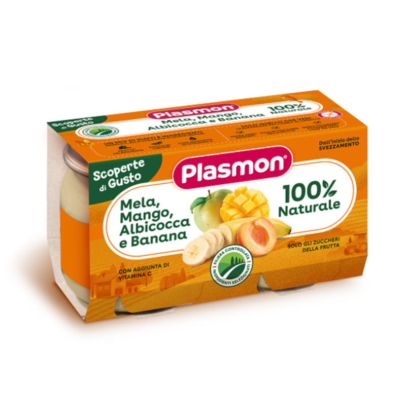 plasmon omogeneizzato mela/mango/albicocca 2 pz
