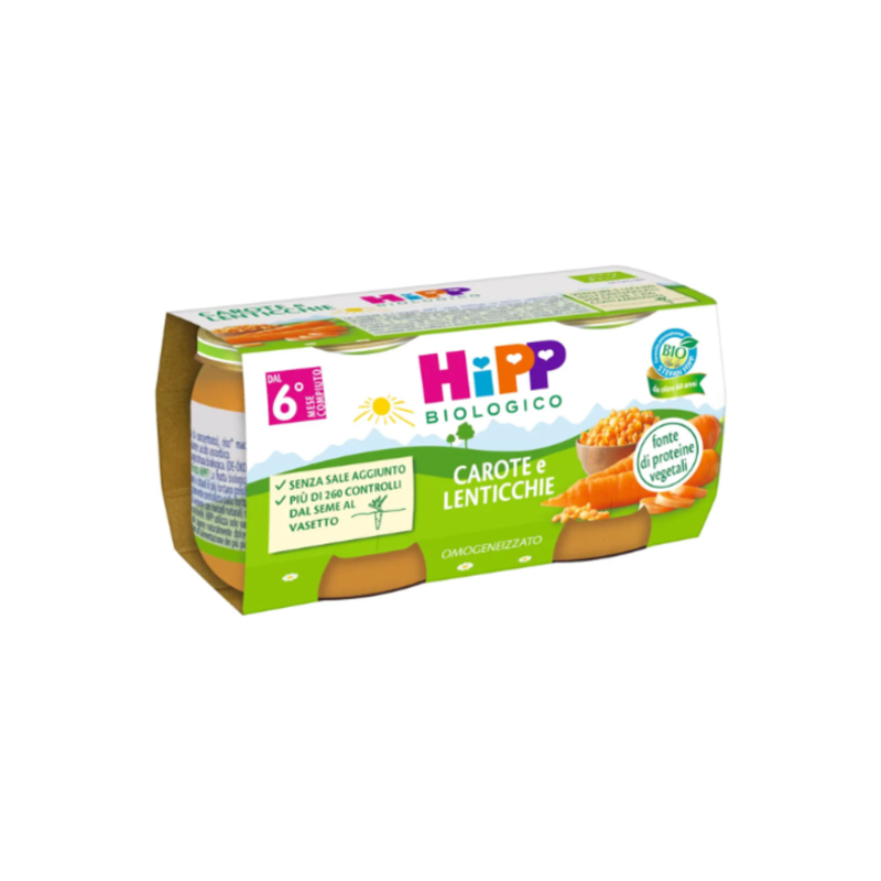 hipp bio omogeneizzato carote/lenticchie 2x80 gr